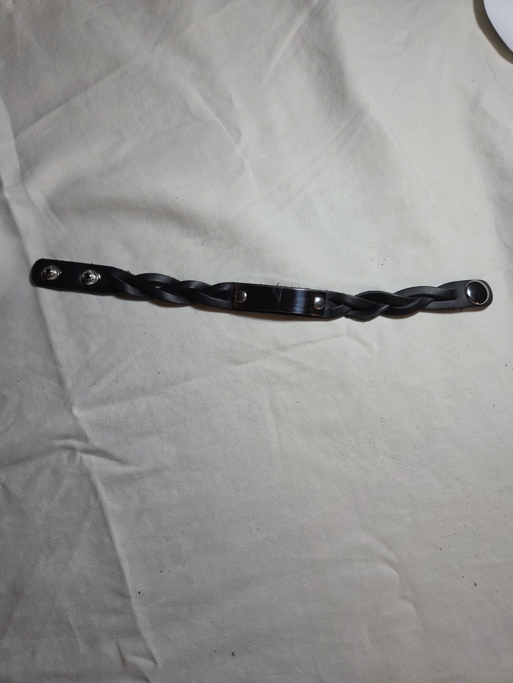 Plunder Black Braided Leather Bracelet with Silver Plate